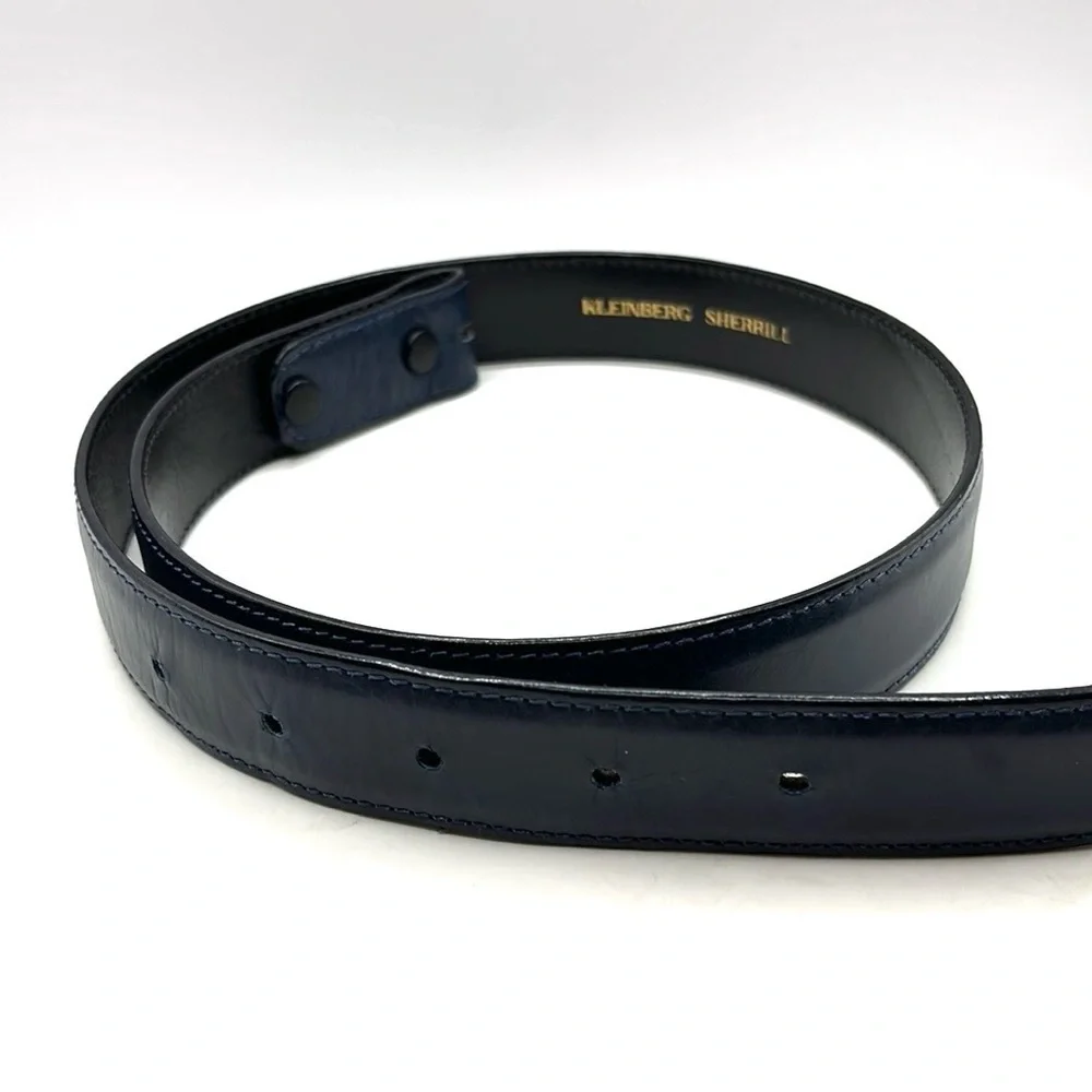 Vintage Kleinberg Sherrill Blue Leather Belt size  M Luxury Brand